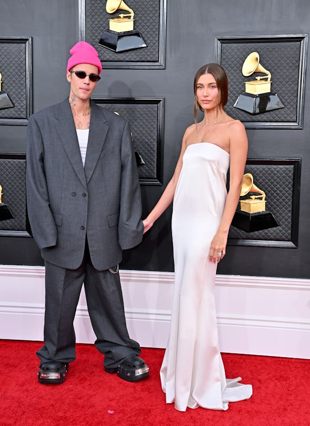 Justin Bieber and Hailey Bieber at the Grammy Awards this weekend — Hailey is now contending with pr...