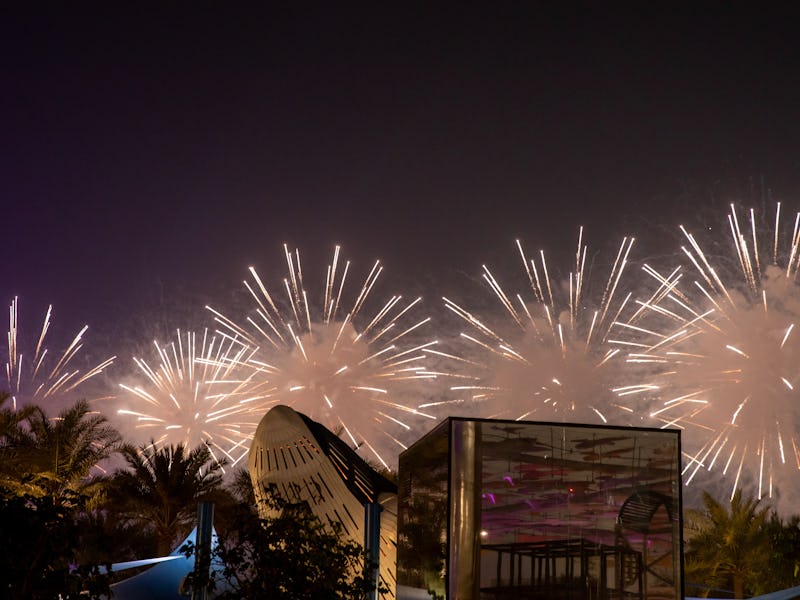 DUBAI, UAE - MARCH 31: Fireworks show is seen during the closing ceremony of Dubai EXPO 2020, which ...