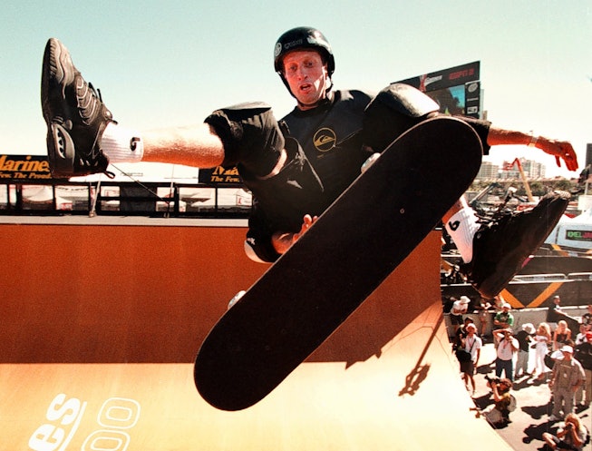 Skateboarding legend Tony Hawk got back to the half-pipe and wowed the crowd at the X-Games on the E...