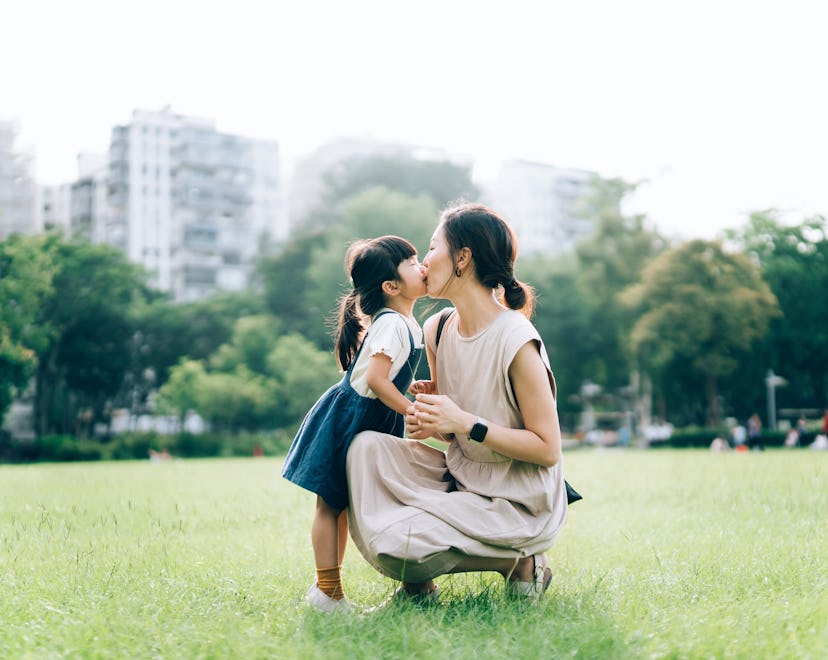 Mother and daughter in the park