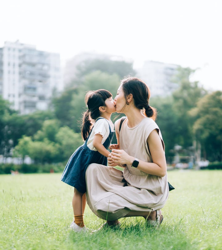 Mother and daughter in the park