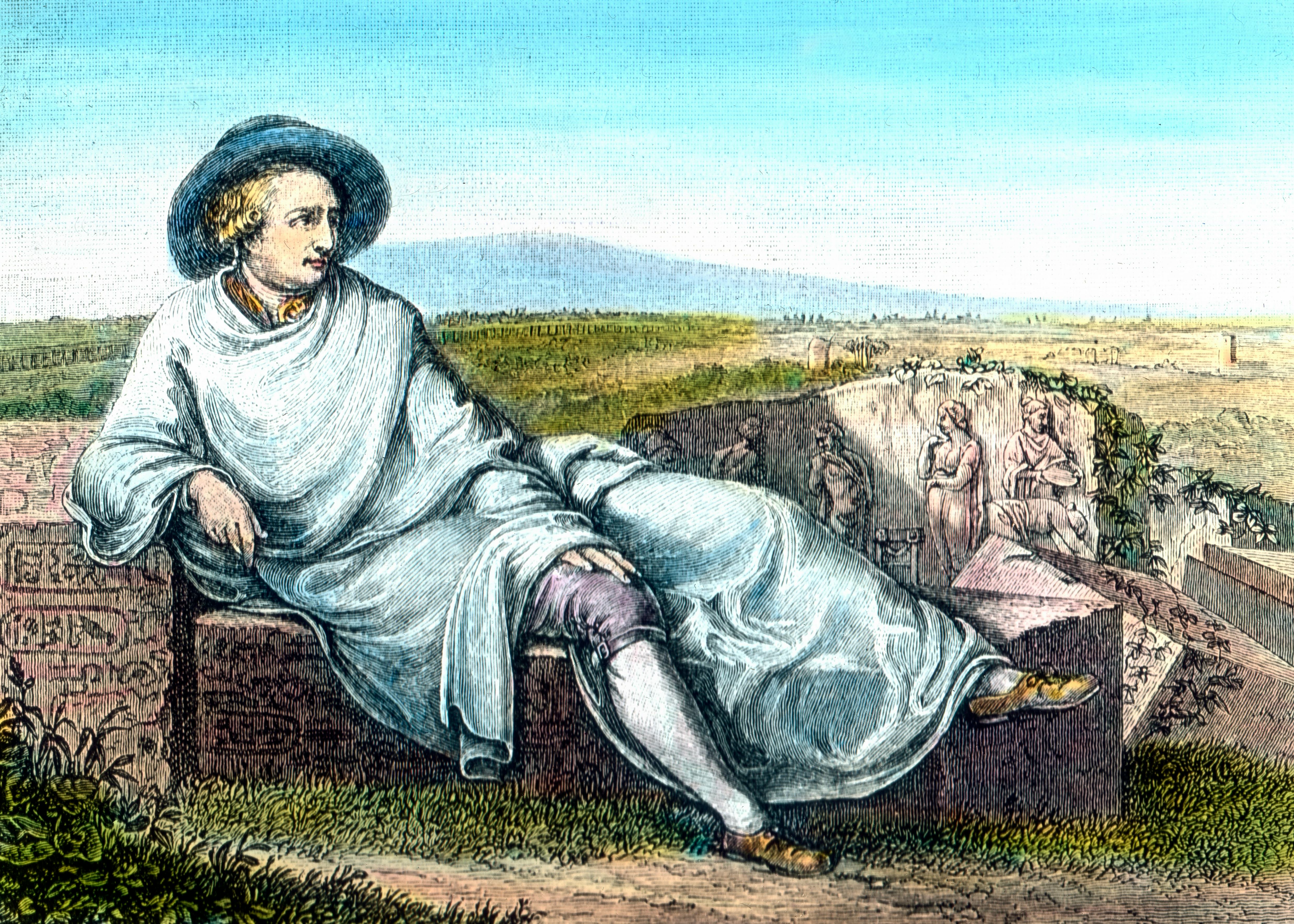 Goethe resting on ancient stones at the Campagna, Italy. (Photo by: Carl Simon/United Archives/Unive...
