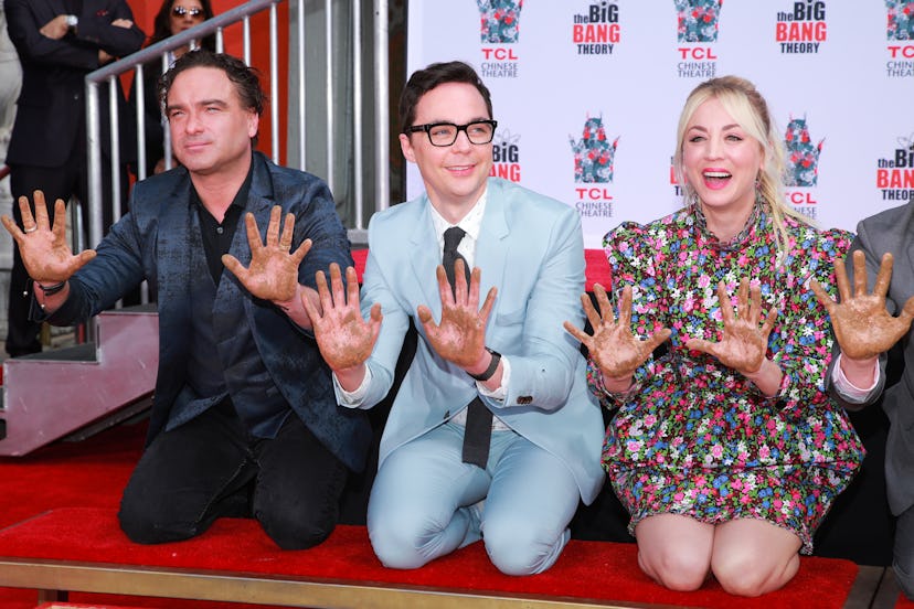 Johnny Galecki, Jim Parsons, and Kaley Cuoco from the cast of 'The Big Bang Theory' in 2019.