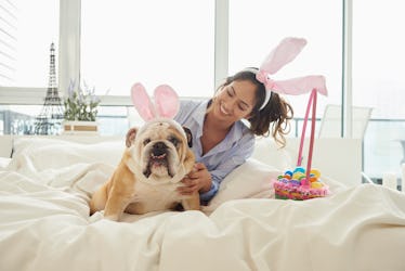 Woman celebrating Easter and using my peeps quotes for easter photo captions.