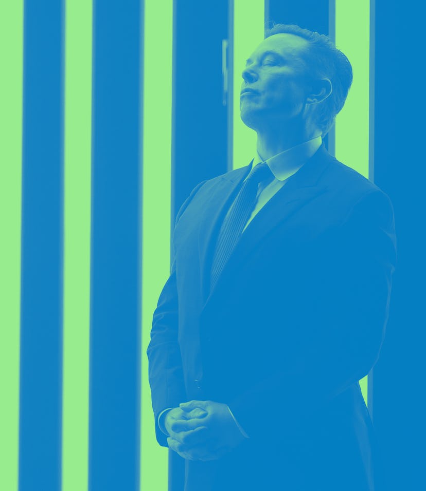 GRUENHEIDE, GERMANY - MARCH 22: (Alternate crop of #1239417601) Tesla CEO Elon Musk contemplates dur...