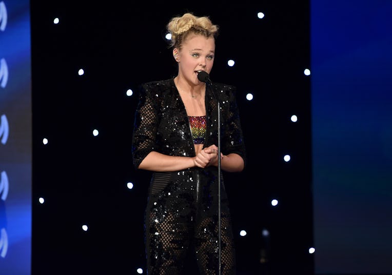 BEVERLY HILLS, CALIFORNIA - APRIL 02: JoJo Siwa speaks onstage during The 33rd Annual GLAAD Media Aw...