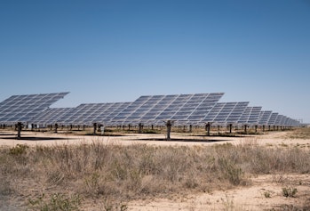 UNITED STATES - APRIL 10: A solar farm produces electricity near Bakersfield, Texas on Saturday, Apr...