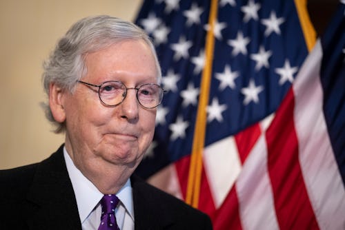 WASHINGTON, DC - FEBRUARY 1: Senate Minority Leader Mitch McConnell (R-KY) attends a news conference...