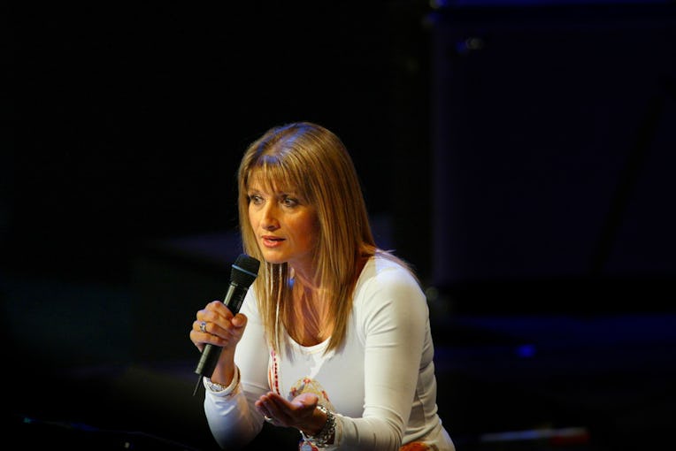 (AUSTRALIA OUT) Bobbie Houston, senior pastor and founder of the Hillsong Church, speaking at the ch...
