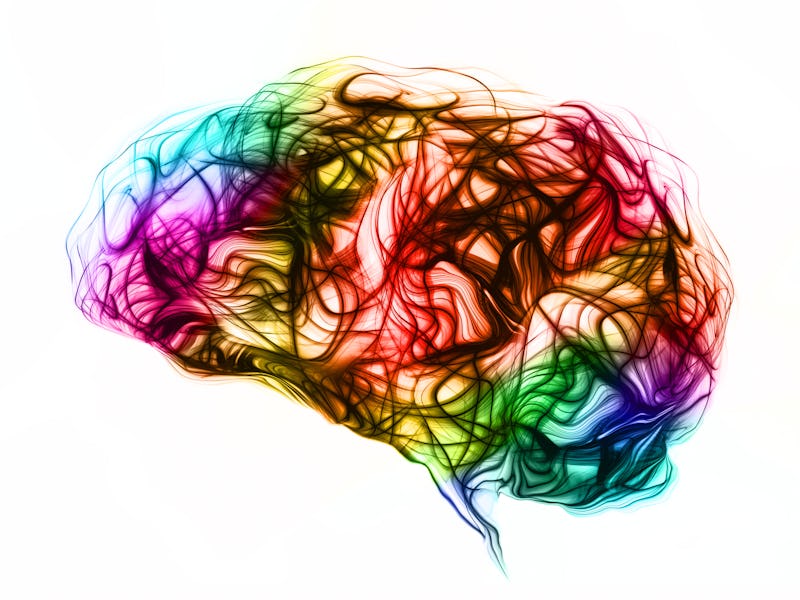 Colourful brain waves on white background