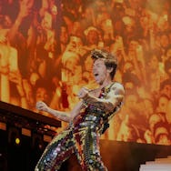 INDIO, CALIFORNIA - APRIL 15: Harry Styles performs onstage at the Coachella Stage during the 2022 C...