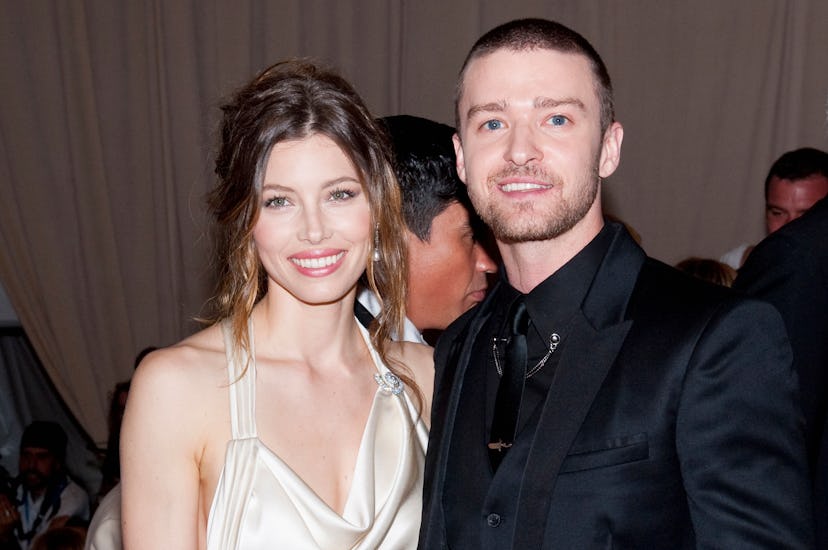 Jessica Biel and Justin Timberlake attend "American Woman: Fashioning A National Identity" Costume I...