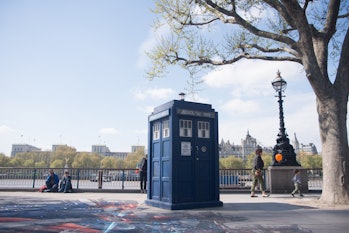 The Doctor Who's TARDIS is pictured at Southbank, London on April 12, 2017. A TARDIS (Time And Relat...