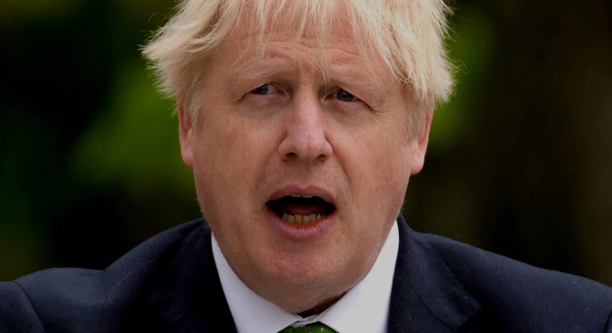 British Prime Minister Boris Johnson addresses a press conference with Sweden's Prime Minister at th...