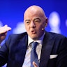 FIFA President Gianni Infantino speaks during the Milken Institute Global Conference in Beverly Hill...