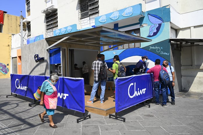 People use the Salvadoran government's Chivo-wallet to make their bitcoin transactions in San Salvad...