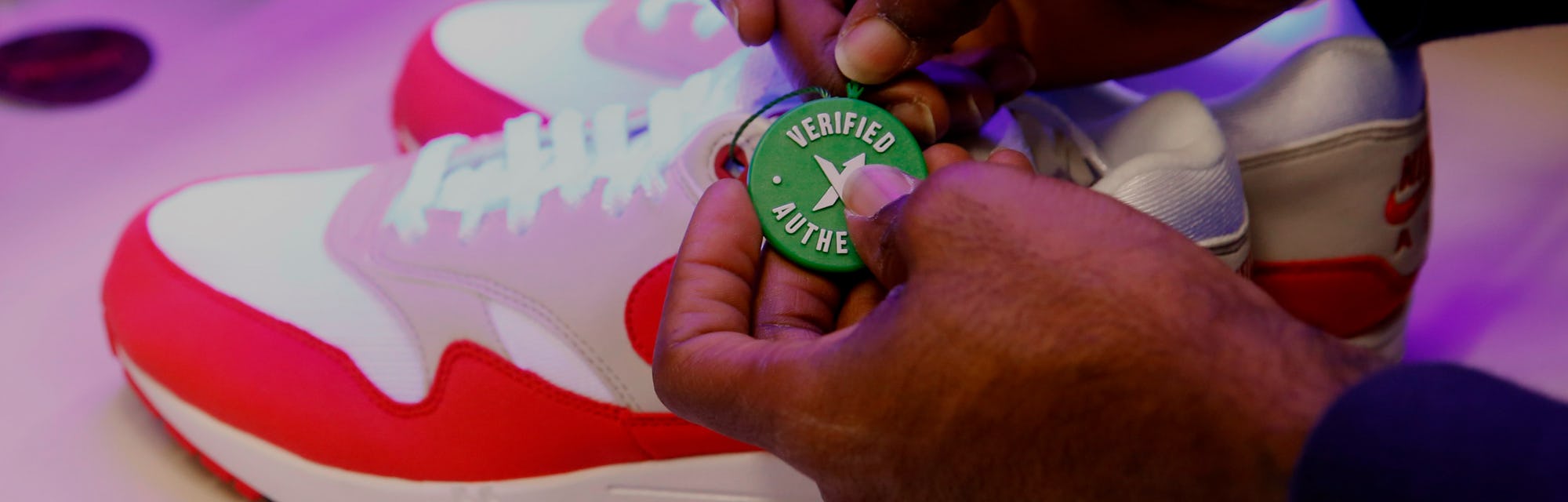 A tag is placed on a pair of Nike Air Max Anniversary shoes at Stock X on January 10, 2018 in Detroi...