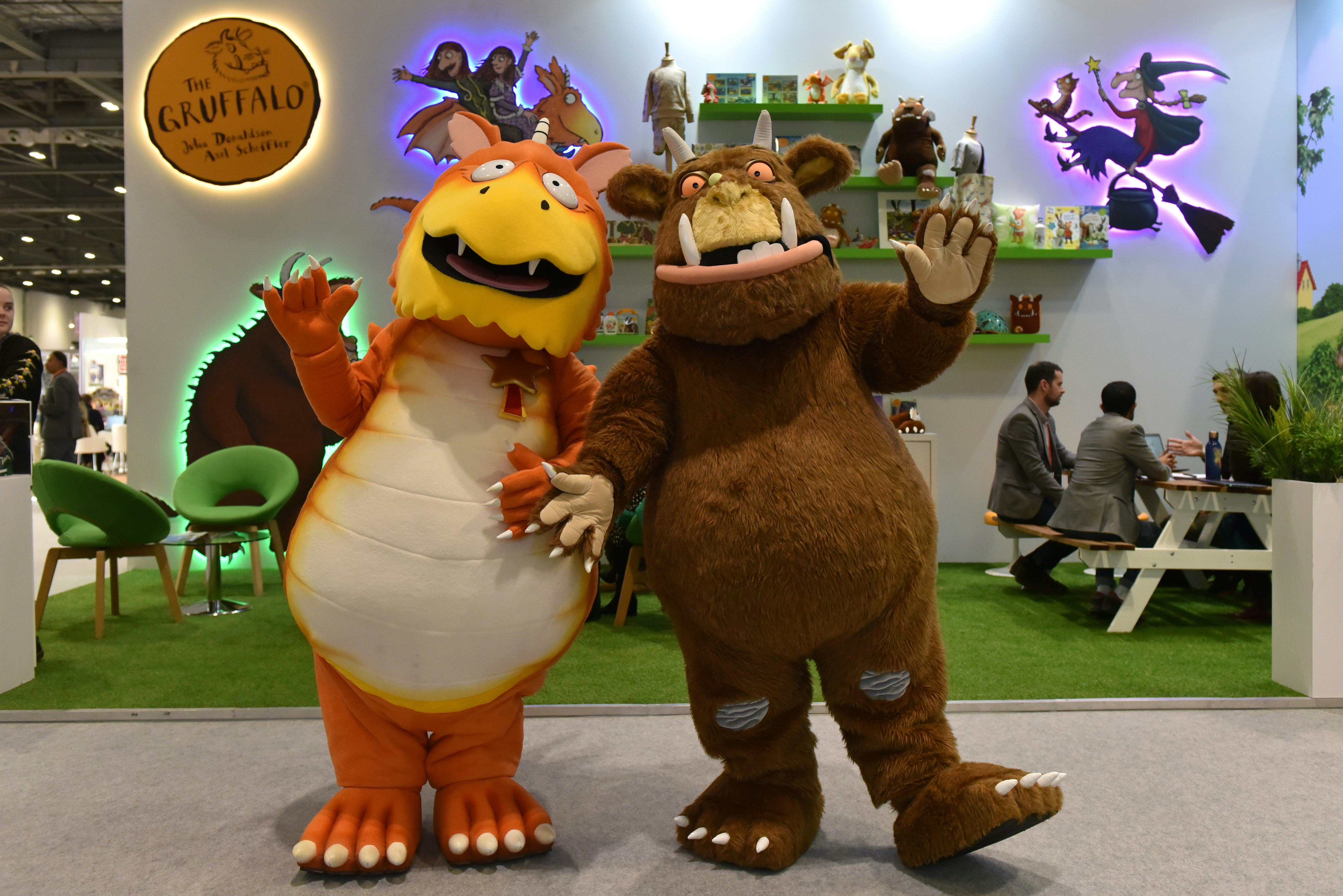 LONDON, ENGLAND - NOVEMBER 18: The Gruffalo characters pose during Brand Licensing Europe at ExCel o...