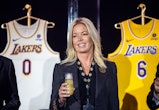 EL SEGUNDO, CA - September 20: Jeanie Buss, CEO / Governor / Co-owner of the Los Angeles Lakers, hol...