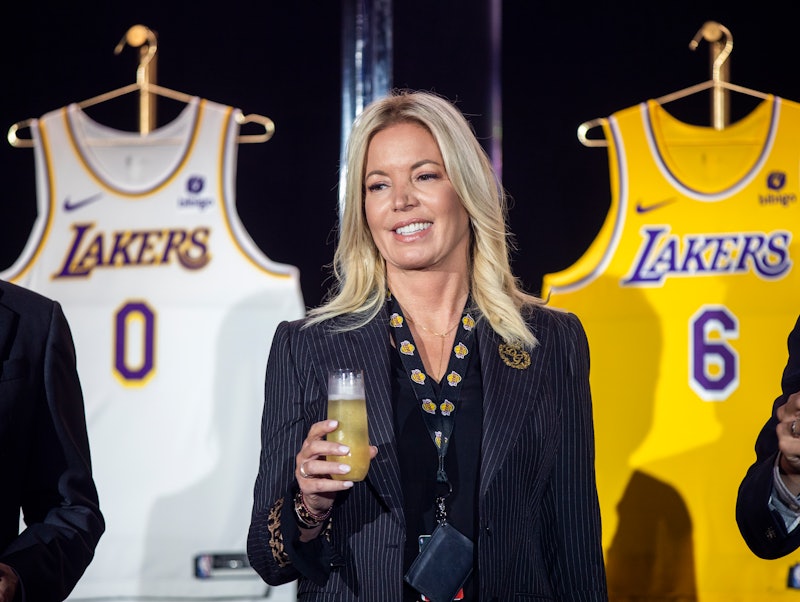 EL SEGUNDO, CA - September 20: Jeanie Buss, CEO / Governor / Co-owner of the Los Angeles Lakers, hol...