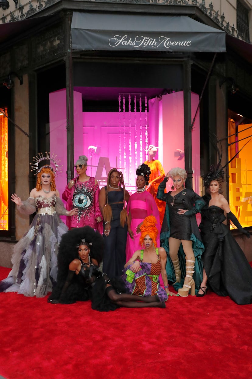 Jinkx Monsoon, Raja, Monét X Change, Shea Couleé, The Vivienne, Trinity the Tuck, (L-R front row) Ja...