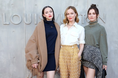 Iris Apatow, Leslie Mann, and Maude Apatow attend the Louis Vuitton's 2023 Cruise Show 