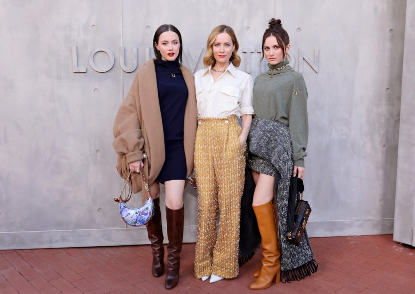 SAN DIEGO, CALIFORNIA - MAY 12: (L-R) Iris Apatow, Leslie Mann, and Maude Apatow attend the Louis Vu...