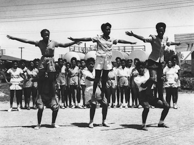 Physical education class, Lanier High School, Dicey Dean Brown, far right, was the instructor. (Phot...