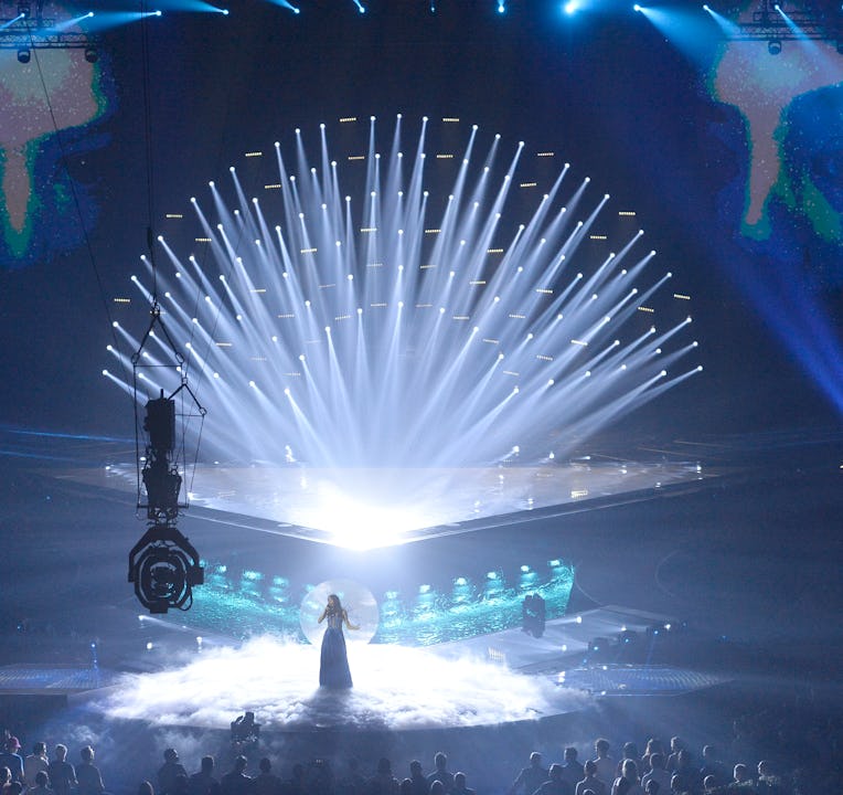 TURIN, ITALY - MAY 12: Vladana performs on stage during the second semi-final of the 66th Eurovision...