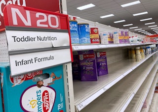 ORLANDO, FLORIDA, UNITED STATES - 2022/05/08: A nearly empty baby formula display shelf is seen at a...