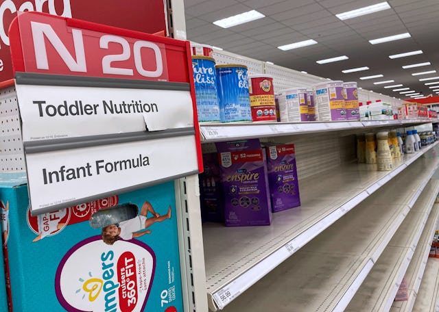 ORLANDO, FLORIDA, UNITED STATES - 2022/05/08: A nearly empty baby formula display shelf is seen at a...