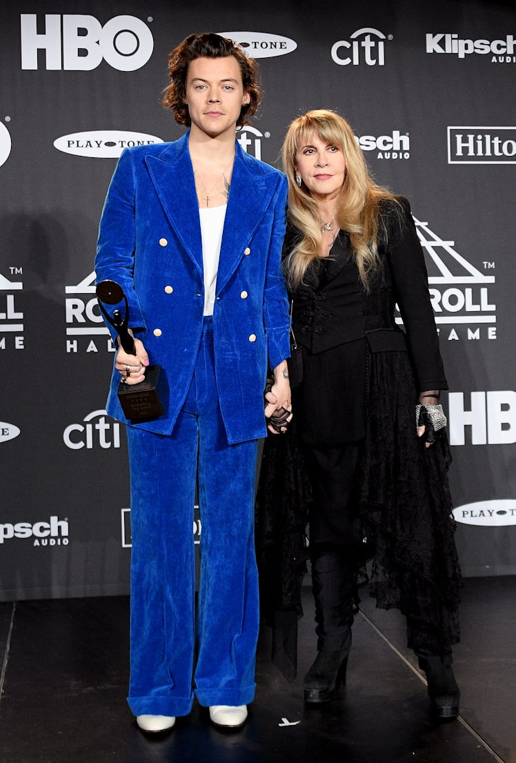 Harry Styles and inductee Stevie Nicks attend the 2019 Rock & Roll Hall Of Fame Induction Ceremony