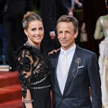 Seth Meyers joked about his daughter's birth story on 'Ellen.' Here, he and wife Alexi Ashe attend T...