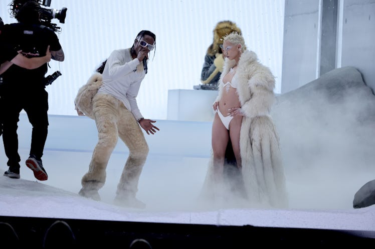 Travis Scott and Jazelle perform onstage during the 2022 Billboard Music Awards.