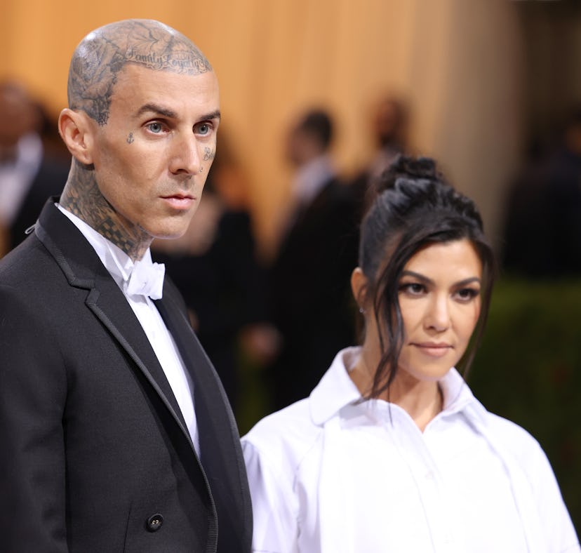 NEW YORK, NEW YORK - MAY 02: (L-R) Travis Barker and Kourtney Kardashian attend The 2022 Met Gala Ce...