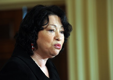 Justice Sonia Sotomayor speaks during a reception in her honor in the East Room at the White House o...