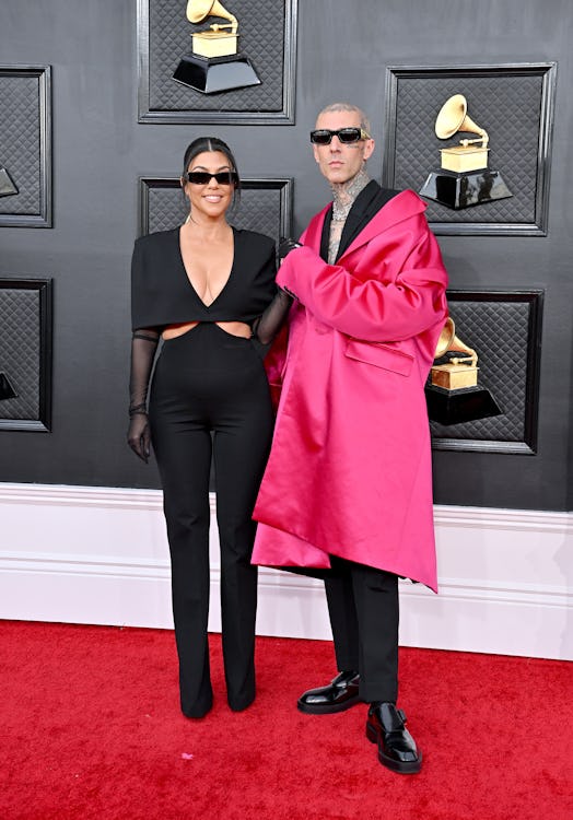 Kourtney Kardashian and Travis Barker attend the 64th Annual GRAMMY Awards six weeks before getting ...