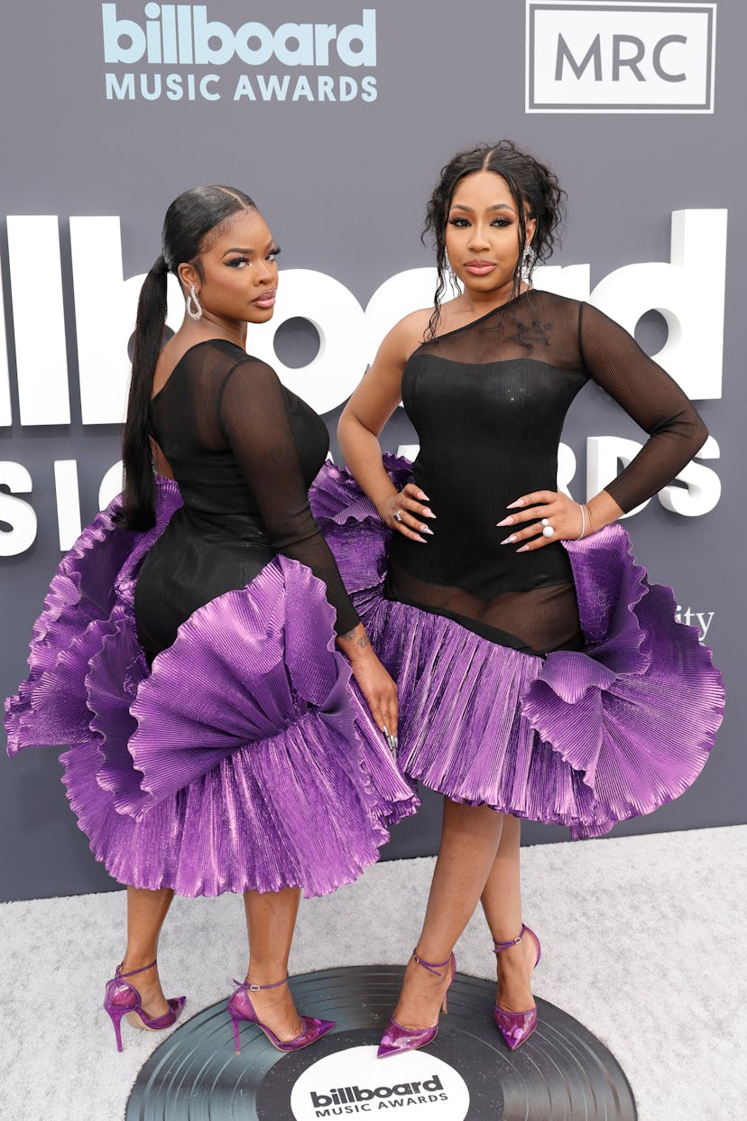 LAS VEGAS, NEVADA - MAY 15: (L-R) JT and Yung Miami of City Girls attend the 2022 Billboard Music Aw...