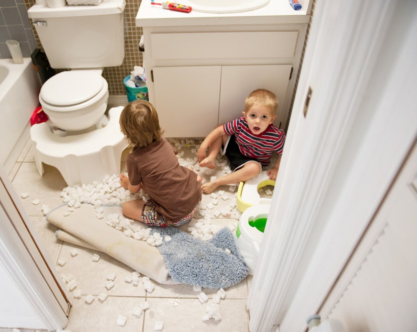 boys making a mess in bathroom, instagram captions for pictures of kids making a mess