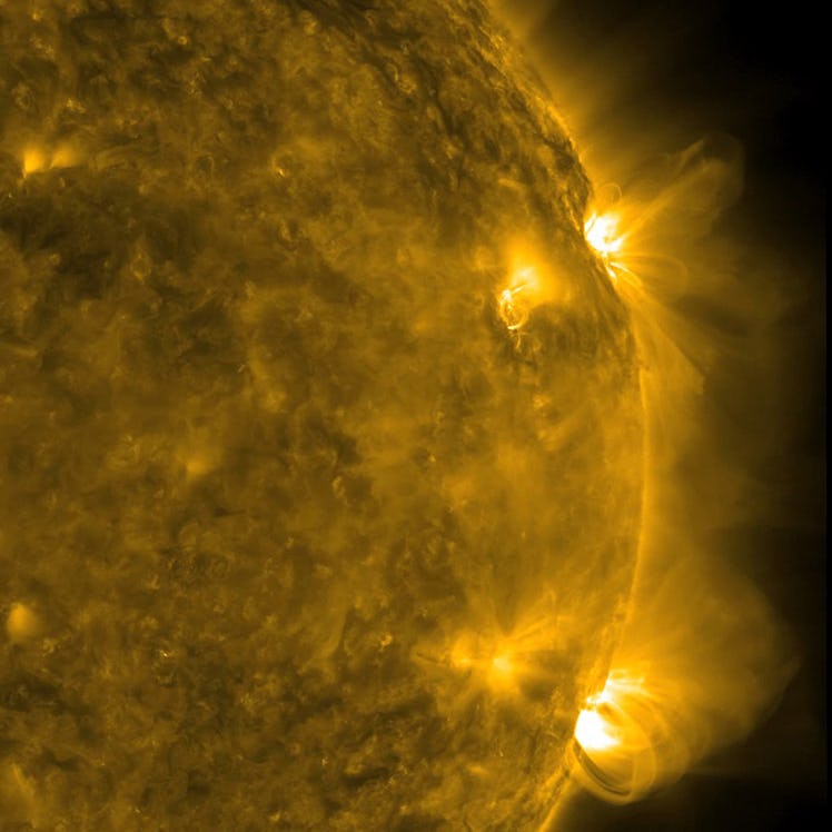 IN SPACE - FEBRUARY:  In this handout image provided by NASA / SDO, a pair of active regions on the ...