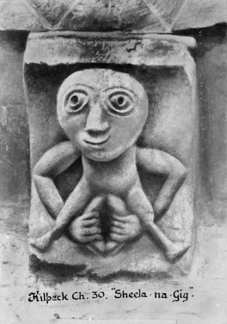 Sheela-na-Gig, Kilpeck, Herefordshire.The church of St Mary and St David, Kilpeck, is a remarkable e...