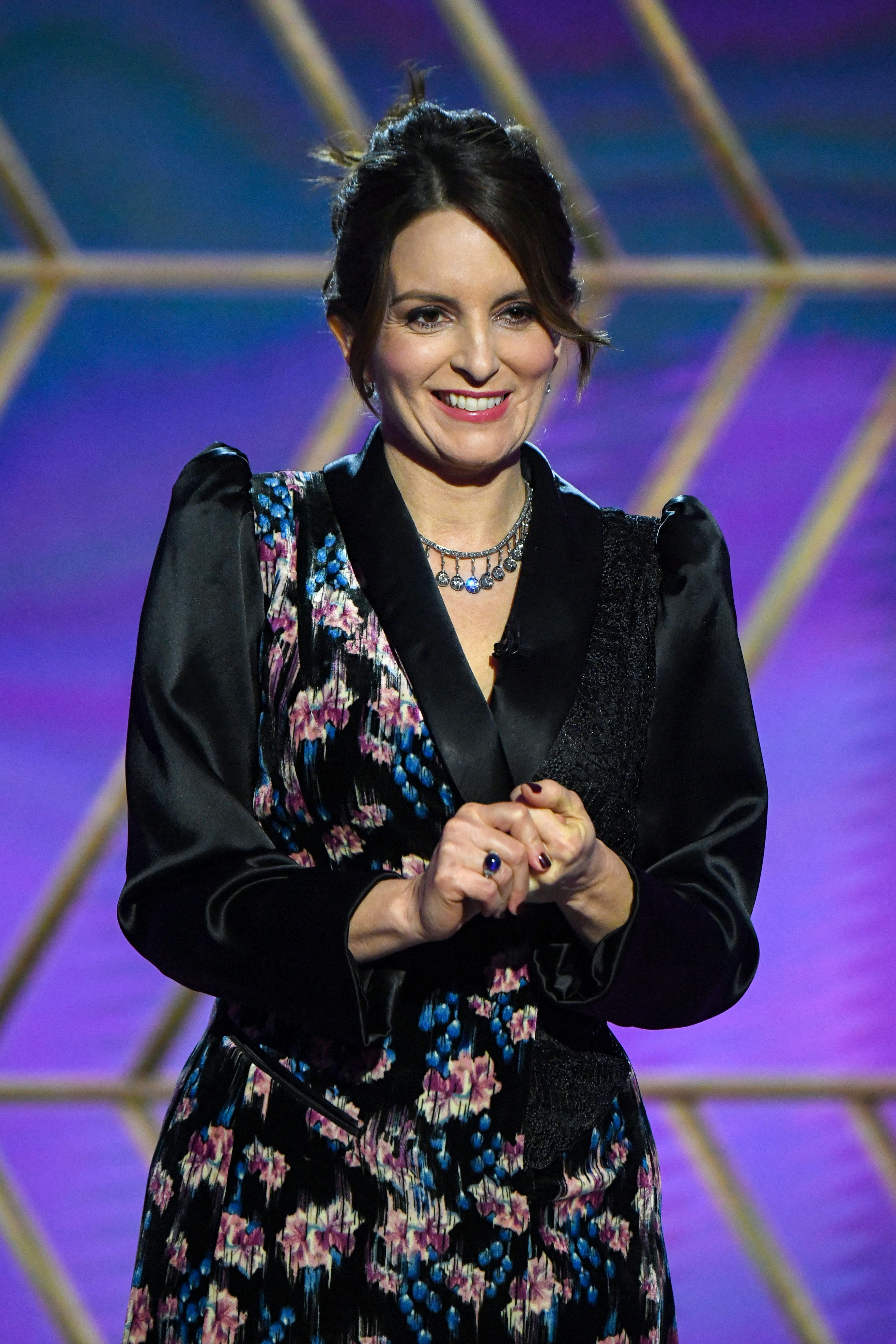 NEW YORK, NEW YORK - FEBRUARY 28: Tina Fey speaks onstage during the 78th Annual Golden Globe® Award...