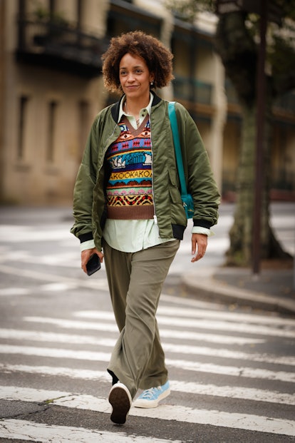 SYDNEY, AUSTRALIA - MAY 09: Karinda Mutabazi wearing Strategy carlucci jacket and pants, Flamingo Pa...