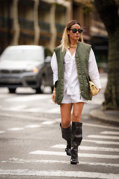 SYDNEY, AUSTRALIA - MAY 09: Desiree Deravi wearing LV boots, Desiree Deravi shirt and short, Frankie...