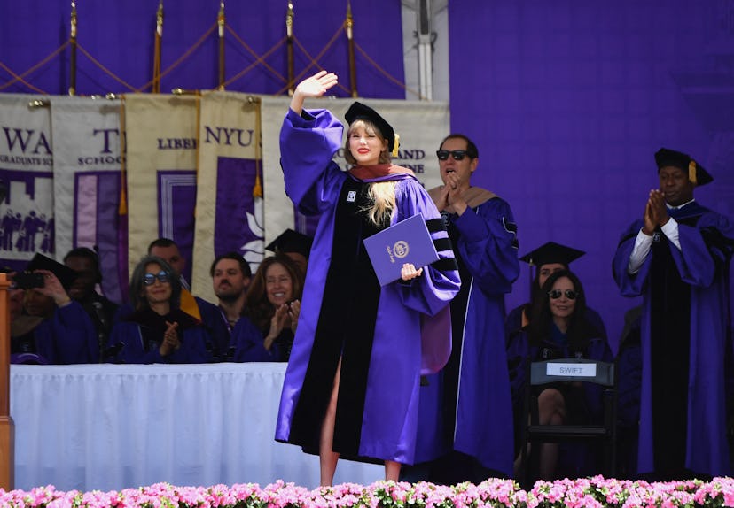 Singer Taylor Swift receives an honorary doctorate of fine arts during New York University’s commenc…