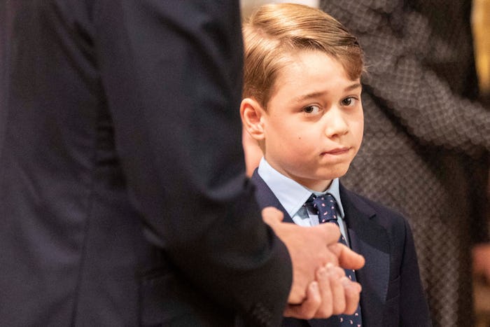 Britain's Prince George of Cambridge attends a Service of Thanksgiving for Britain's Prince Philip, ...