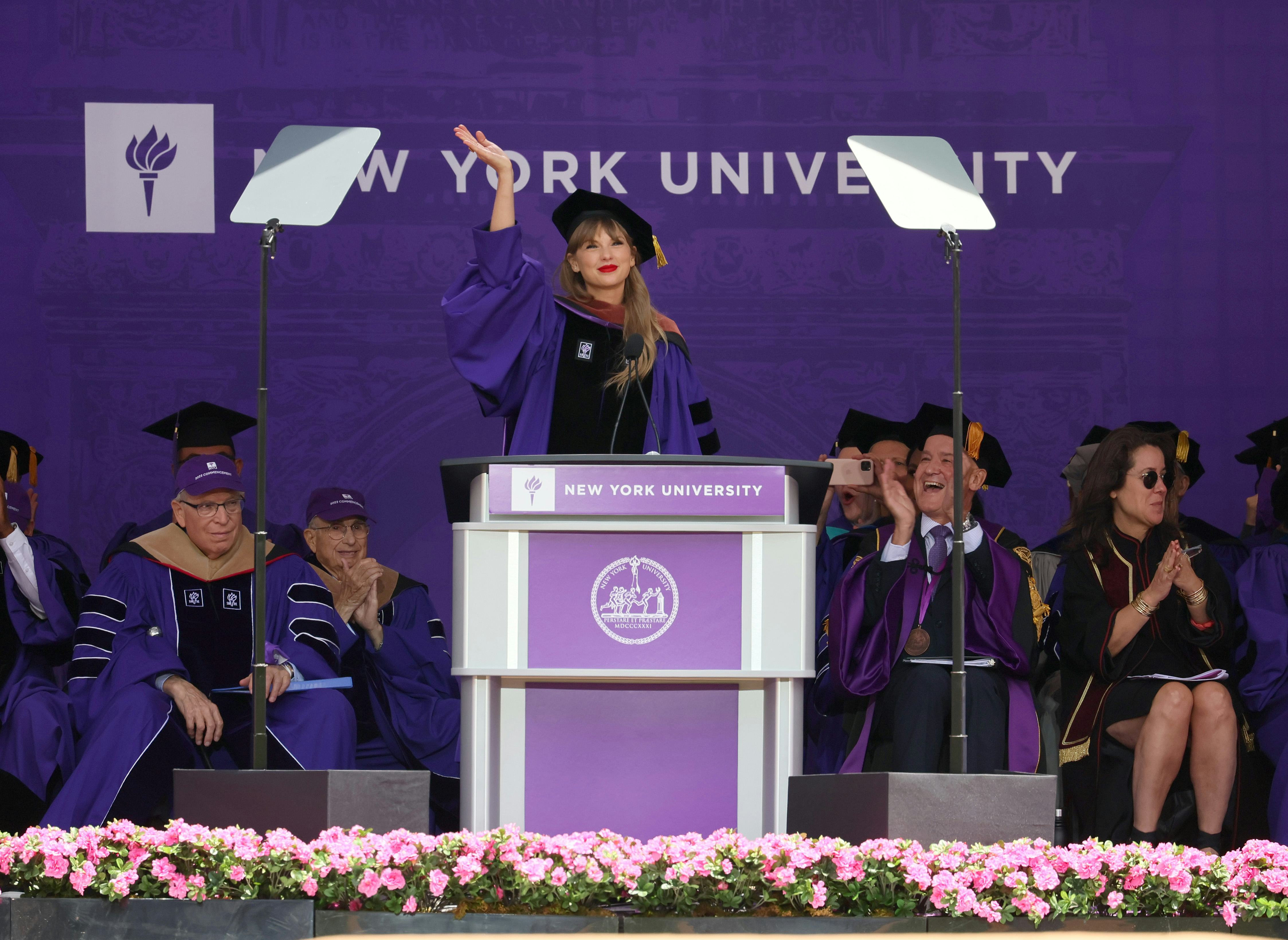 Taylor Swift delivered a NYU 2022 Commencement Address on May 18, 2022.