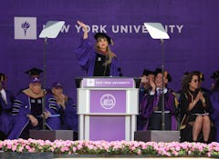 Taylor Swift delivered a NYU 2022 Commencement Address on May 18, 2022.