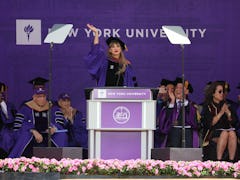 Taylor Swift delivered a NYU 2022 Commencement Address on May 18, 2022.