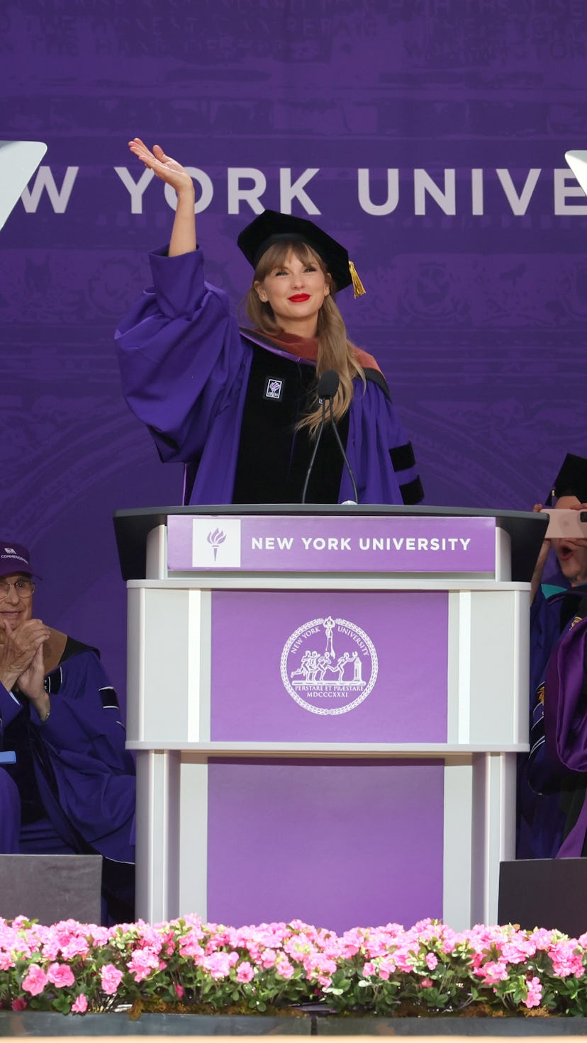 Taylor Swift delivered a NYU 2022 Commencement Address on May 18, 2022.